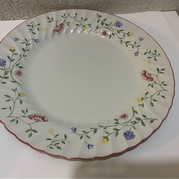 2 Johnson Brothers Summer Chintz Dinner Plates Pink Flower Ridged Border England - Picture 10 of 10